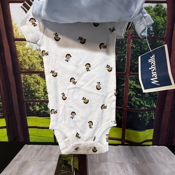 NWT Carter's 3-6 months Boys 3 short sleeve bodysuits - Monkey - Picture 3 of 9
